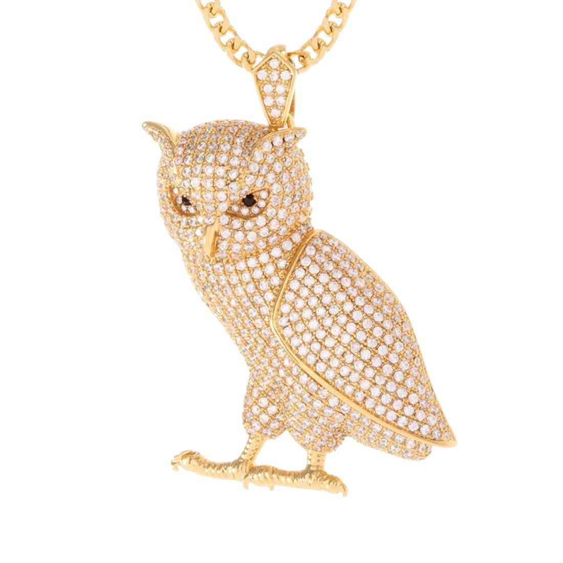 King Ice Wise Owl Necklace - GOLD